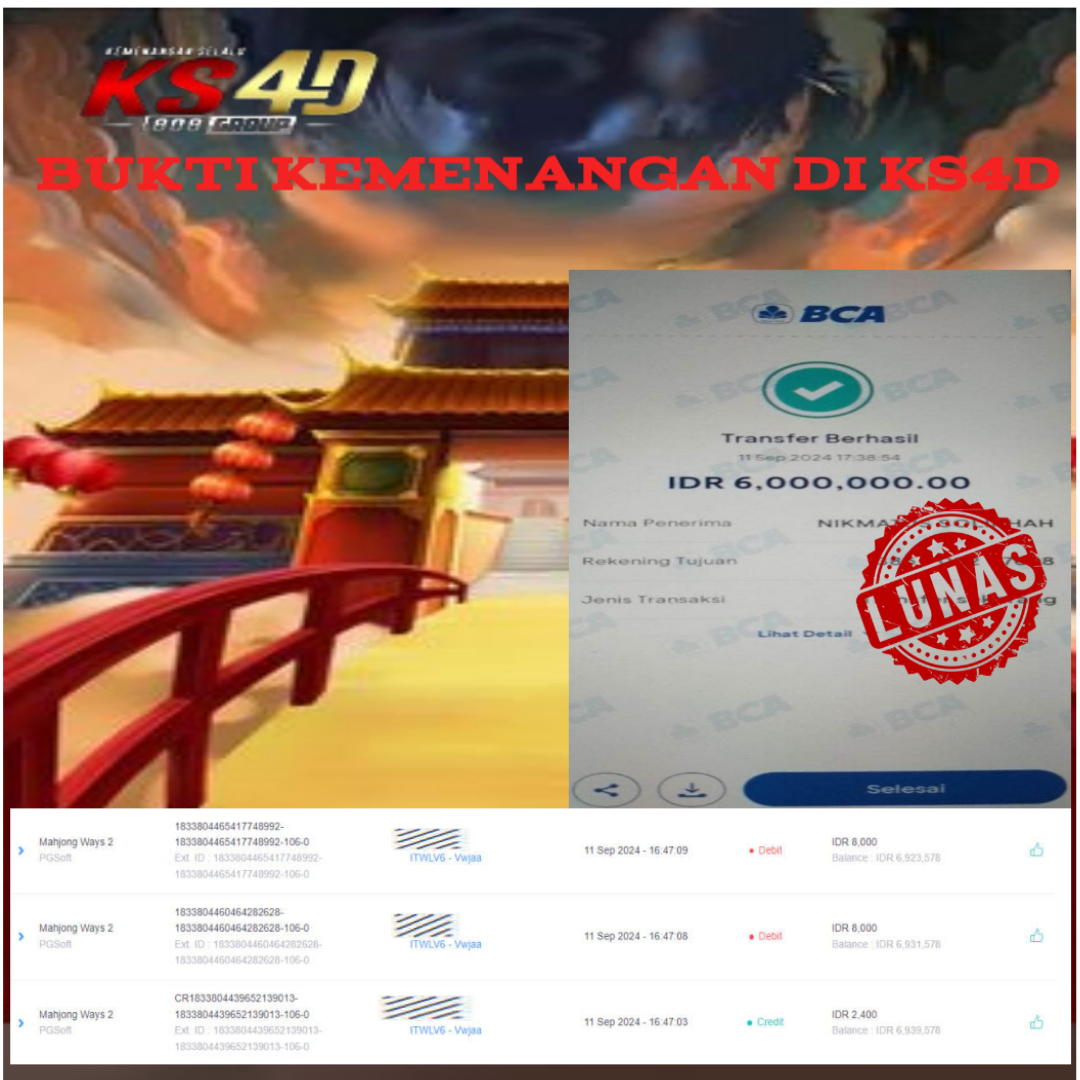 BUKTI KEMENAGAN PERMAINAN SLOT MAHJONG WAYS 2 11 SEPTEMBER 2024